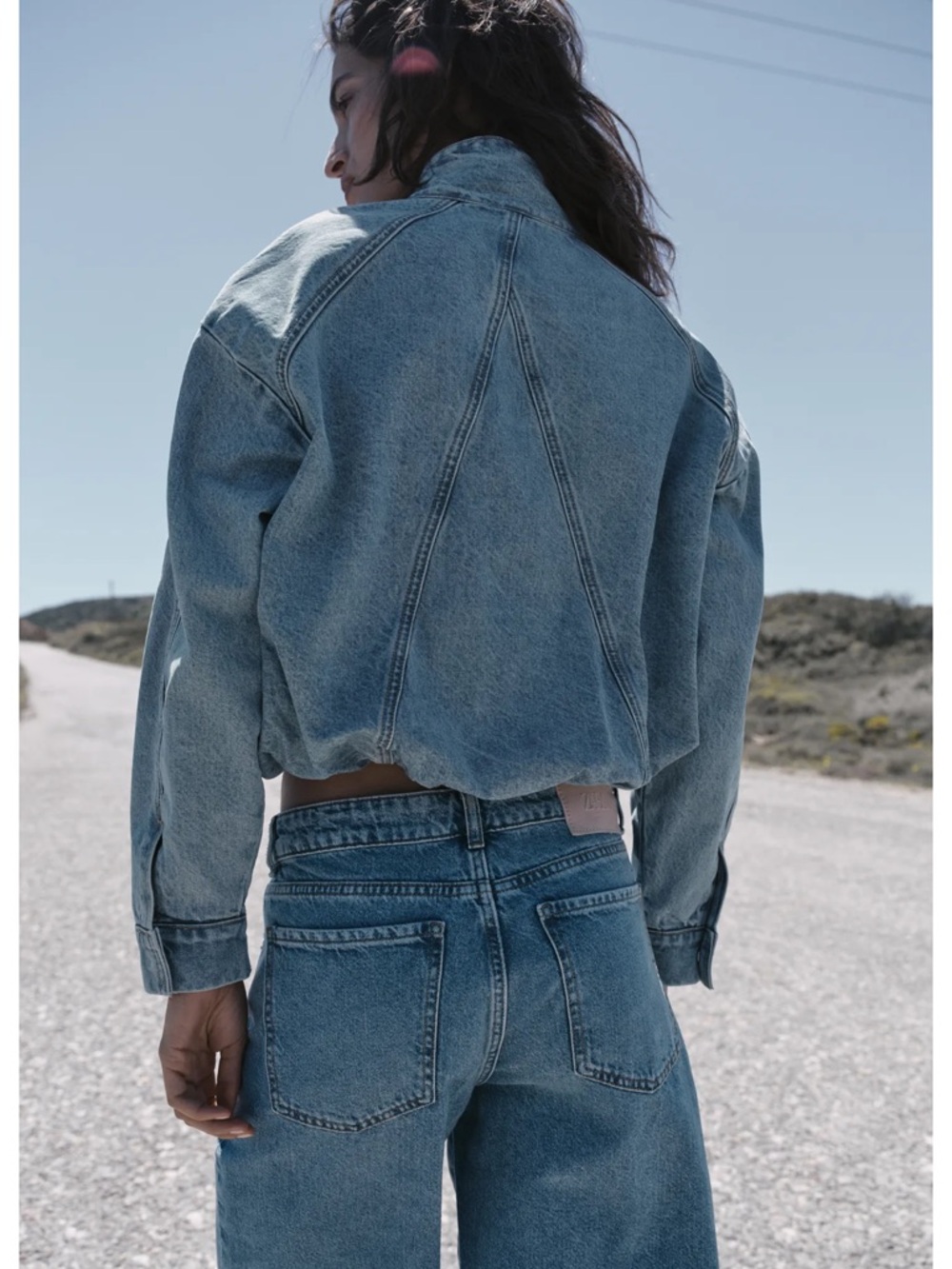 ZARA NWT Z1975 High Neck Denim Bomber Jacket - Picture 3 of 5